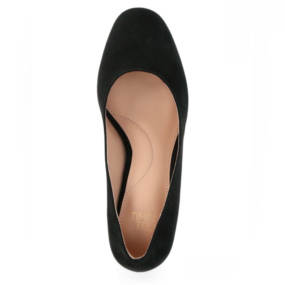 Time and Tru Black Faux Suede Block Heel Pumps Size 10 Closed Toe Memory Foam - Picture 6 of 11